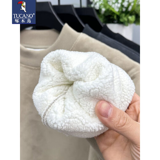 Woodpecker Extra Thick Camel Fleece Sweatshirt Men's Half Turtle Collar One-piece Velvet Mid-Collar Bottoming Shirt Winter Warm Extra Thick Austrian Grain Fleece Top Dark Gray XL Recommended 130-150Jin Jin equals 0.5 kg