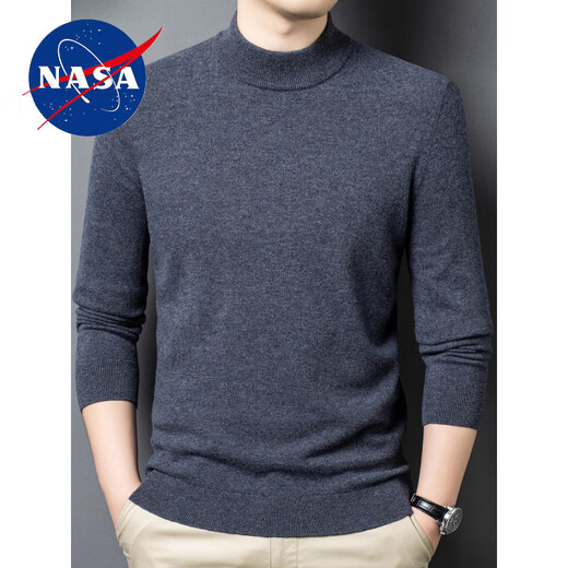 nasawassup【100%绵羊毛】羊毛衫男士秋冬圆领针织衫保暖毛衣中年休闲打底衫 高级灰 XL 【130-155斤】