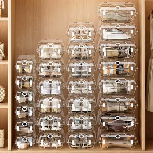 Yusenyi Boots Storage Shoe Box Space-saving Large Capacity Shoe Storage Box Transparent Shoe Cabinet Plastic Ivory White 4 Boots/High-Top Shoes 45 Can Be Put