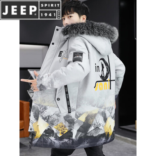 JEEP SPIRIT Мужская зимняя куртка-ветровка плюс утепленная бархатная куртка в корейском стиле Модная парка средней длины из хлопка с защитой от холода хлопковая куртка 21258 Черный Синий M