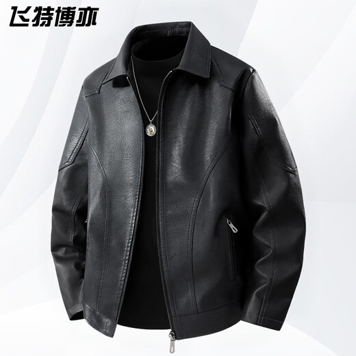 胖东来大码覆古皮衣外套男款春秋美式潮牌皮夹克胖东来同款 8898黑色 3XL 150165斤