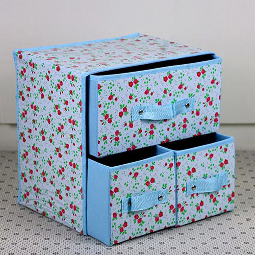Fantasy two-layer three-draw underwear storage box drawer-type fabric home bra storage box foldable storage box waterproof lace cherry 30x22x30cm