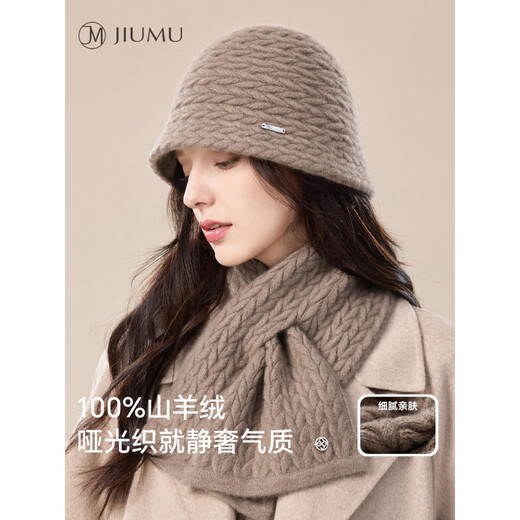 JIUMU Pure Fisherman Hat Women's Autumn and Winter Warm and Versatile Ear Protection Showing Face Small Bucket Hat Mother Basin Hat Purple Velvet Color One Size-58cm