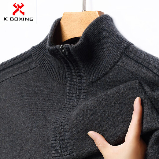 KBXNG Jinba Business Men's Wool Thickened Knitted Sweater Fall and Winter Style Stand Collar Zipper Casual and Versatile Business Men's Wear Alpine Green 3XL 185/56