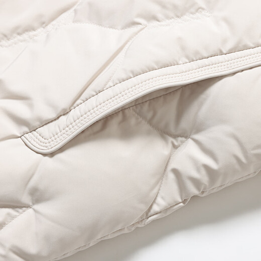 JESSIE volume duck down rhombus down jacket women's mid-length hooded warm jacket 2025 winter new style apricot S