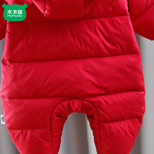 Mumuwu (mumuwu) baby outing clothes, winter clothes, winter New Year clothes, jumpsuit, baby girl, warm newborn, thickened velvet khaki PF133 80cm