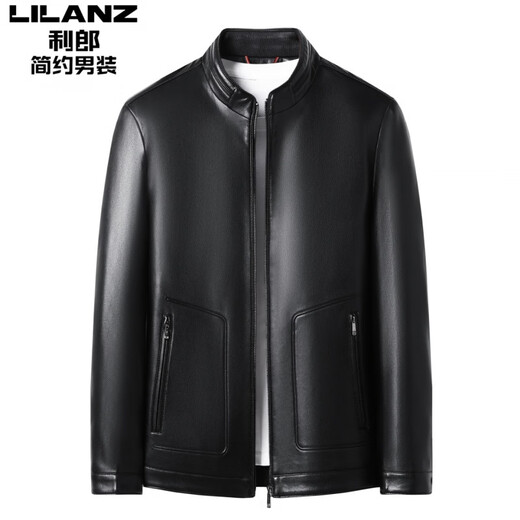 Lilang Lilang Men's Brand Leather Jacket 2025 New Men's Business Casual Stand Collar Leather Jacket Middle-aged Dad Jacket 8065# Brown M 170 Weight 100-120 Jin Jin is equal to 0.5 kg