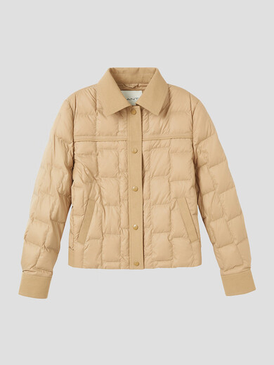 GANT25 new winter women's short white goose down lapel silhouette light warm casual down jacket 107-off-white M