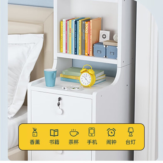 Bedside table small bedroom modern simple bedside bookshelf narrow high storage rack simple mini storage cabinet 30cm three drawers four layers brushed white oak
