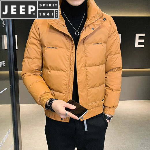JEEP SPIRIT men's down jacket short style handsome winter light and warm 2025 new trendy slim solid color jacket black L 100-115Jin Jin is equal to 0.5 kg