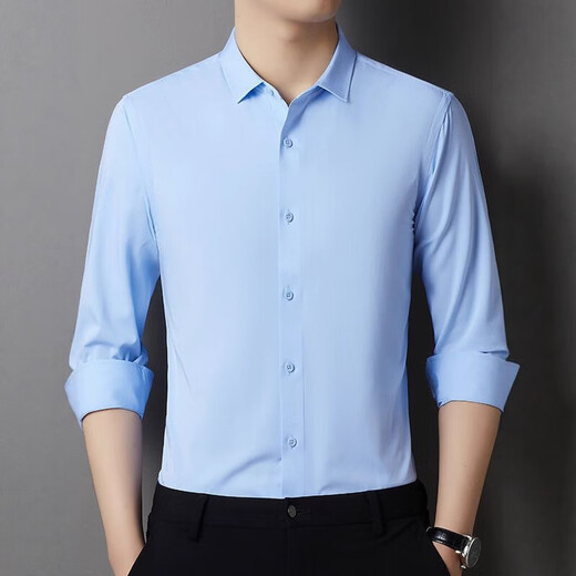 MAGIOPY light luxury brand high-end brand autumn men's shirt new style young and middle-aged long-sleeved casual solid color lapel versatile white 52 180