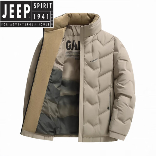 JEEP SPIRIT男士冬季短款羽绒服立领冬装中年休闲潮爸爸装保暖外套 黑色 L 【体重90-110斤】