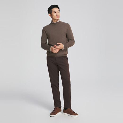 YOUNGOR Shopping Mall Same Style Sweater Men's 2024 Autumn and Winter Young Men's Sweater Item No. YYHM615205WYA Brown YYHM615205WYA XL 110cm