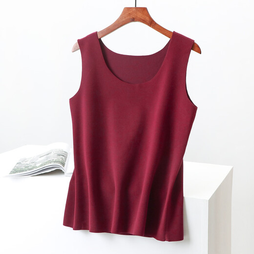 New Spring and Autumn DeRong Fleece Warm Vest Korean Style Slim Fit Seamless Internal Round Neck Sleeveless Solid Color Bottoming Shirt Yellow M