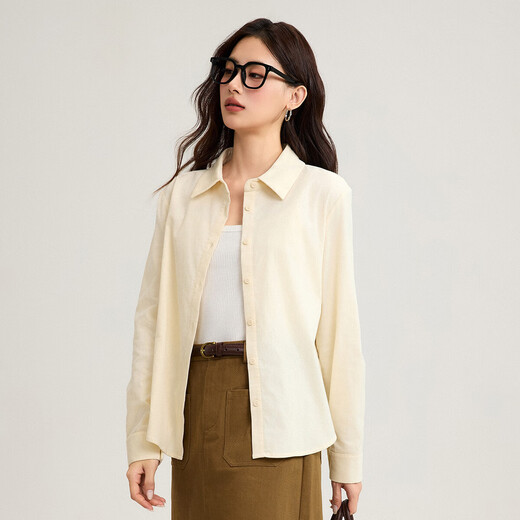 INMAN pure cotton commuting simple long-sleeved lapel shirt 2026 autumn professional versatile layered corduroy shirt for women