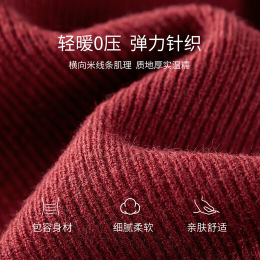 Shandubila Fashionable New Year Red Dress Sweater Women's Winter Irregular Hem Round Neck Sweater Loose Warm Thick Top