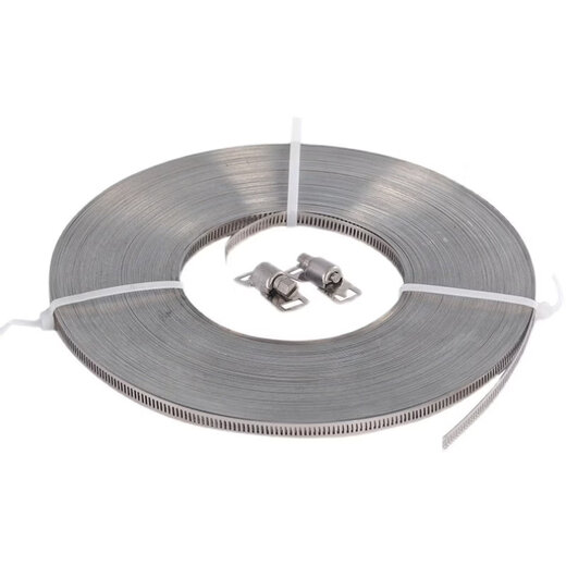 Xu ordered 304 stainless steel homemade American-style hose clamps, large pipe clamps, through-hole steel straps, pipe hoops, coiled straps, 1 buckle, 12.6mm wide, special slotted screws