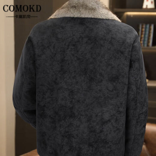 COMOKD 卡莫凯帝高端双面穿座山雕棉衣男士皮毛一体加厚保暖御寒外套高端皮衣棉服 黑色 L 90-115斤