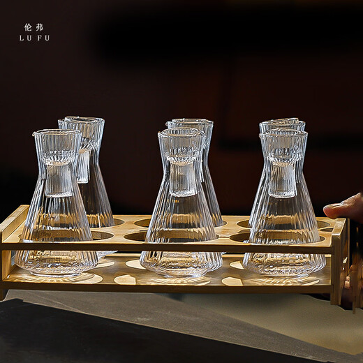 Yusenyi Chinese-style liquor cup wine divider wine set household glass one-cup small wine cup creative with scale wine divider transparent model 6 pots 6 cups storage cup holder