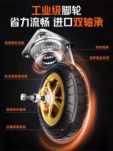 Yusenyi flatbed folding trolley for express delivery, ultra-light trolley for small goods, household portable trolley, transport trailer (super load capacity) 90x60 black double beam reinforced support (5-inch anti-seismic silent beacon wheel)