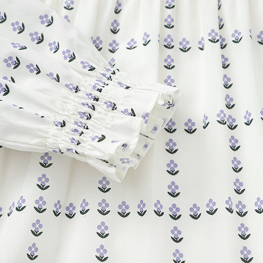 BALABALA children's clothing children's dress girls spring clothing medium and large children's princess dress pure cotton printing sweet and fashionable white and yellow tone 00313 110