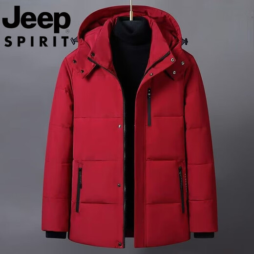 JEEP吉普国际品牌羽绒服男冬季中年加厚保暖休闲防风连帽短款防寒外套 黑色升级款 M