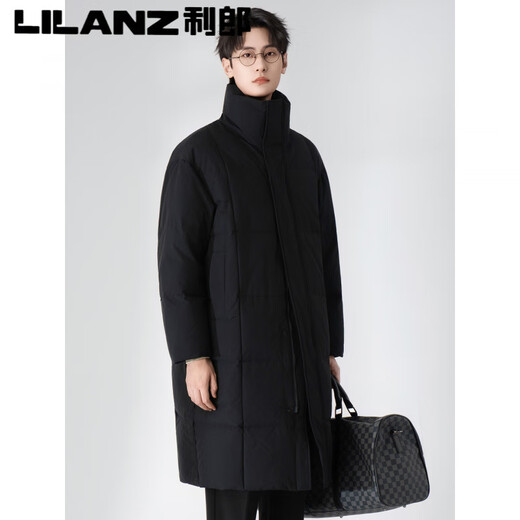 Lilang Autumn and Winter 90 White Duck Down Down Jacket Men's Medium Long 2025 New Coat Style Stand Collar Windbreaker Warm Jacket Black M