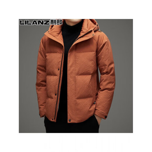 利郎（LILANZ）男士加厚羽绒服冬季中青年时尚加厚保暖防寒连帽白鸭绒外套男 黑色 14XL (190)