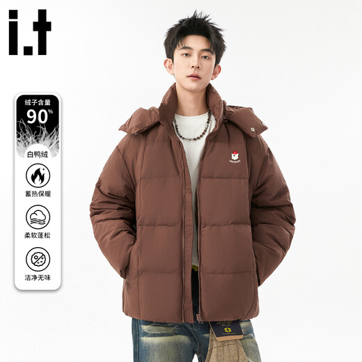 ШОКОЛАДНЫЙ it Красный Коричневый Ретро Повседневный универсальный пуховик с капюшоном Мужская зимняя холодная теплая свободная рабочая одежда Серый синий S Рекомендуется 90-105 Jin Jin равен 0,5 кг