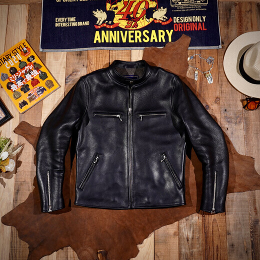 CHEVALPES international first-line brand classic water-dyed cowhide J100 stand-up collar 1930S full-grain cowhide leather jacket men's motorcycle short full-grain cowhide S