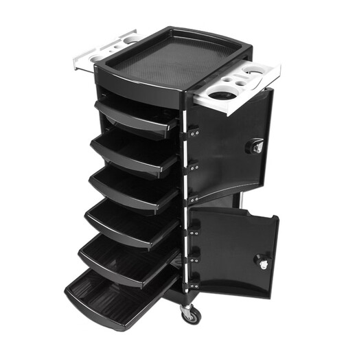 Zhong Zhanggui Hair Salon Tool Trolley with Lock Hair Salon Supplies Trolley Tool Cabinet Barber Shop Trolley Perming and Dyeing Tool Trolley Exit 042 Six-layer Lockable White Wing Big Black Wheel 85x30x40 Official Standard