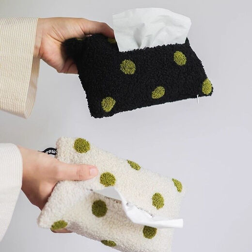 Yongfan original polka dot tassel tissue box paper storage bag bedside living room coffee table fabric decoration paper box secondhand high quality tissue set red polka dot tassel 16x23cm