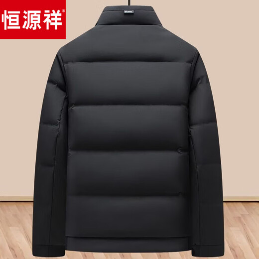 Hengyuanxiang down jacket short middle-aged men's winter warm casual jacket new dad's winter thickened black + fleece sweater + fleece pants three-piece set XL 180 recommended weight 116-130 Jin Jin equals 0.5 kg