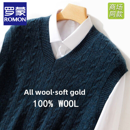 ROMON жилет из чистой шерсти, мужской пуловер с v-образным вырезом, свитер без рукавов, жилет, свободный вязаный жилет, нижняя рубашка, trb, настоящий красный цвет, 3XL