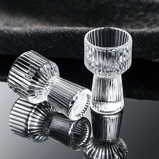 Sanqihu Chinese-style liquor cup set striped glass one-cup wine pot home wine cup spirits wine set 4 pots 4 cups