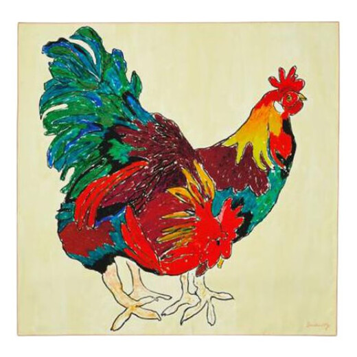 BURBERRY unisex beige color-blocked mulberry silk rooster pattern scarf 80798711 direct mail from France