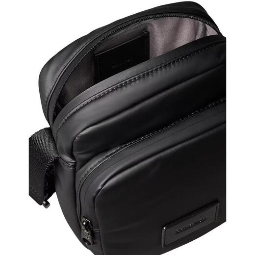 Calvin Klein Jeans men's shoulder bag multi-pocket front pocket zipper water repellent daily carry black lightweight waterproof Black ONE SIZE