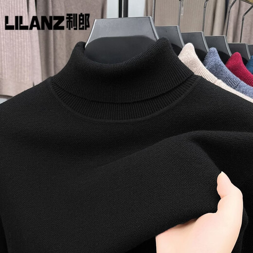 利郎（LILANZ）高品质加厚精纺羊毛衫可机洗男全毛双翻领针织衫时尚保暖高领毛衣 灰色 加厚 3XL