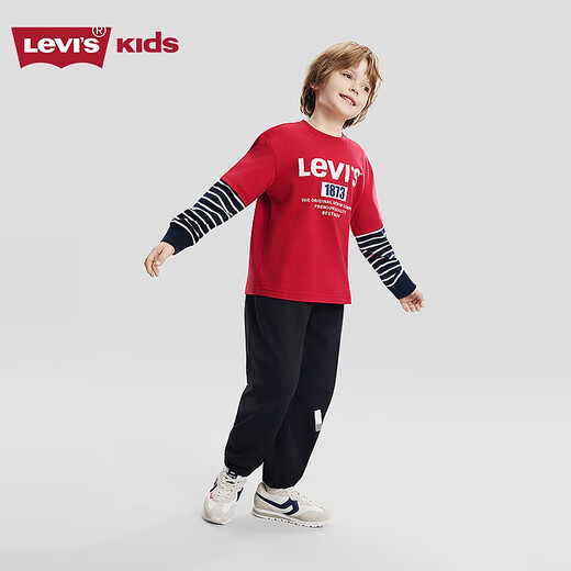 Levi s New Year Horse Levi's Boys Red Long Sleeve T-Shirt Children's Pullover 2026 New Year Clothes Chili Red 160/80 Recommended Height 158-170cm