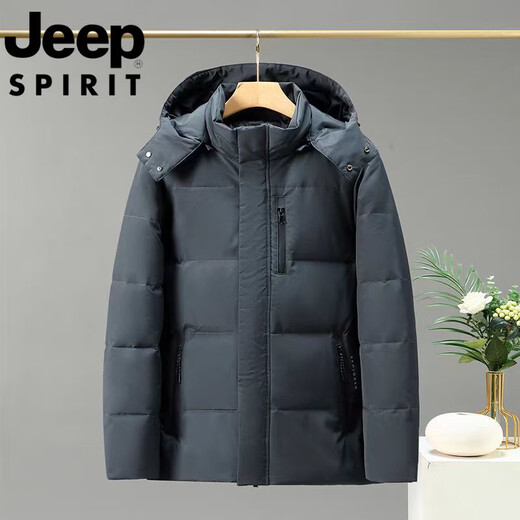 JEEP吉普国际品牌羽绒服男冬季中年加厚保暖休闲防风连帽短款防寒外套 黑色升级款 M