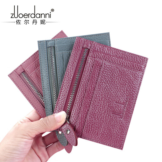 Sac de carte zordani pour femmes mini mode ultra-mince multi-cartes à carte de vache de vache de vache sac de carte sac pour cartes de carte de carte de carte de carte de carte de carte 1020 gris orchidée
