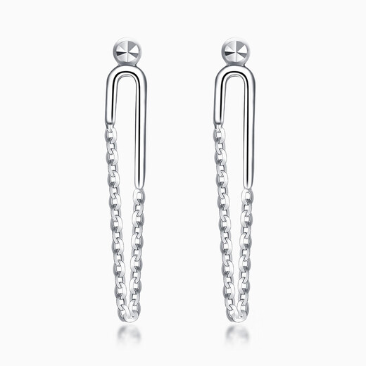 Pt.Charm platinum earrings for women, creative paper clip earrings, novel style pt950 platinum earrings as a gift for wife and girlfriend, ready stock 1.7-1.8g pair