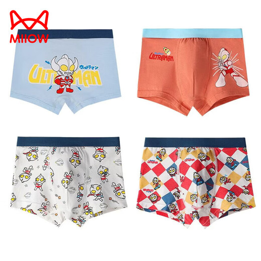 Catman (MiiOW)/Baby Cotton Cartoon Print Boys Underwear Baby Ultraman Boys Square Square S3 Boys Four/Pack Ultraman Warrior 170 cm