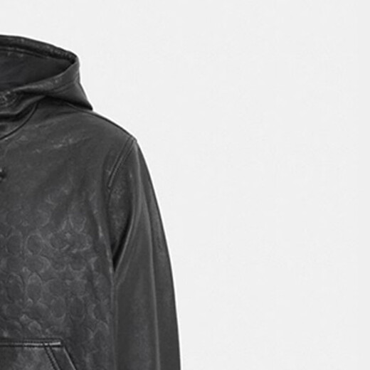 COACH SS Solid Color Zipper Pocket Hooded Casual Leather Jacket Men's Black Black S