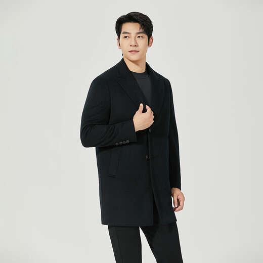 Lilang Doublure Mi-Longue Manteau en Laine Hiver Nouveau Business Manteau en Laine pour Hommes Centre Commercial Même Style Noir (25DYR1601Y) XL 175/92A