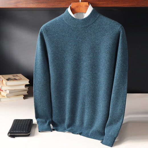 GUSKI luxury high-end brand 100% pure cashmere sweater men's thickened half turtleneck sweater warm base layer for young and middle-aged people dark green half turtleneck - exquisite gift box XL