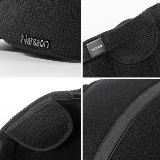 SOOKI Retro Progressive Hat Men's Autumn and Winter New Warm Middle-aged and Elderly Dad and Grandpa Windproof Beret Casual Old Man Hat Black Two-piece Set Hat + Scarf M (56-60cm)