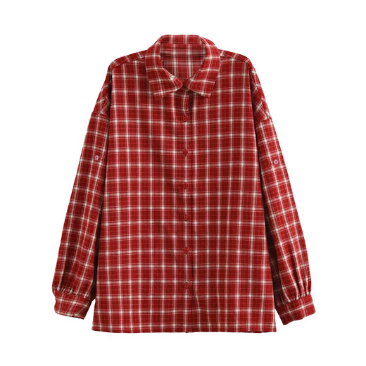 Mori Girl Tribe Sweet Style Simple Long Sleeve Plaid Shirt Women 2025 New Student Party Loose Versatile Jacket Winter Red Shirt Single Piece M
