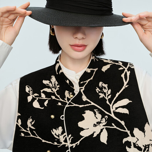 Naivee (naivee) Chinese aesthetics 26 spring new chenille silhouette jacquard vest national style stacking black pre-sale expected to be shipped before February 17 XL