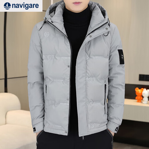 Navigare Italian small sailing down jacket men's winter new casual light tops hooded thickened warm short men's black 4XL